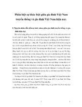 Đề tài Phân biệt sự khác biệt giữa gia đình Việt Nam truyền thống và gia đình Việt Nam hiện nay