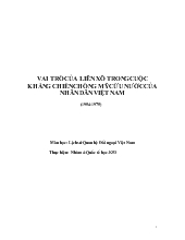 Đề tài Vai trò của Liên Xô trong cuộc kháng chiến chống mỹ cứu nước của nhân dân Việt Nam (1954-1975)