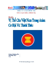 Đề tài Vị thế của Việt Nam trong ASEAN - Thời cơ và thách thức