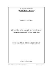 Luận văn Đển, Chùa, Đình làng ở huyện Đồng Hỷ tỉnh Thái Nguyên trước năm 1945