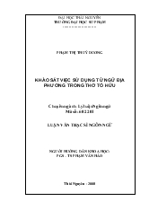 Luận văn Khảo sát việc sử dụng từ ngữ địa phương trong thơ Tố Hữu