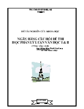 Luận văn Ngân hàng câu hỏi đề thi học phần lý học I & II (5 Đơn vị học trình)