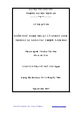 Luận văn Ngôn ngữ nghệ thuật của Nhất Linh trong các sáng tác trước năm 1945
