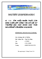 Tiểu luận Tìm hiểu nhận thức của sinhviên lớp công tác xã hội k7 trường đại học khoa học Thái Nguyên về căn bệnh hiv-Aids