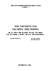 Báo cáo Đánh giá tác động môi trường dự án bệnh viện đa khoa tư nhân mỹ phước khu công nghiệp mỹ phước 2, huyện bến cát, tỉnh bình dương