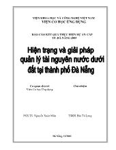 Báo cáo Hiện trạng và giải pháp quản lý tài nguyên nước dưới đất tại Đà Nẵng