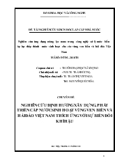 Chuyên đề Nghiên cứu định hướng xây dựng, phát triển cấp nước sinh hoạt vùng ven biển và hải đảo Việt Nam thích ứng với sự biến đổi khí hậu