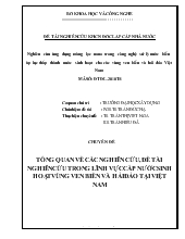 Chuyên đề Tổng quan về các nghiên cứu, nghiên cứu trong lĩnh vực cấp nước sinh hoạt vùng ven biển và hải đảo tại Việt Nam