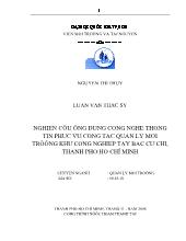 Luận văn Nghiên cứu ứng dụng công nghệ thông tin phục vụ công tác quản lý môi trường Khu công nghiệp Tây Bắc Củ Chi, Thành phố Hồ Chí Minh
