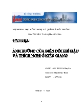 Tiểu luận Ảnh hưởng của biến đổi khí hậu và thích nghi ở Kiên Giang