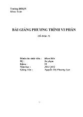 Bài giảng phương trình vi phân