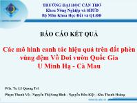 Báo cáo Kết quả các mô hình canh tác hiệu quả trên đất phèn vùng đệm Vồ Dơi vườn quốc gia U Minh Hạ Cà Mau