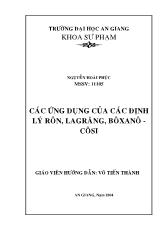 Đề tài Các ứng dụng của các định lý rôn, lagrăng, bôxanô - Côsi