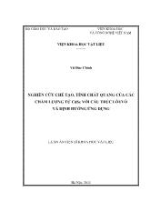 Luận án Nghiên cứu chế tạo, tính chất quang của các chấm lượng tử CdSe với cấu trúc lõi- vỏ và định hướng ứng dụng