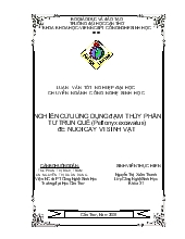 Luận văn Nghiên cứu ứng dụng nguồn đạm thủy phân từ trùn quế (Perionyx excavatus ) để nuôi cấy vi sinh vật