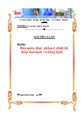 Đề tài Bảo quản thực phẩm ở nhiệt độ thấp làm lạnh và đông lạnh
