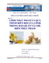 Đề tài Lipid thực phẩm và quá trình biến đổi của lipid trong bảo quản và chế biến thực phẩm