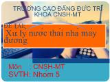 Đề tài Xử lý nước thải nhà máy đường