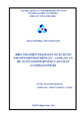 Đồ án Điều tra hiện trạng sản xuất rượu truyền thống ở Bến Lức – Long An và đề xuất giải pháp nâng cao chất lượng sản phẩm