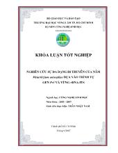 Khóa luận Nghiên cứu sự đa dạng di truyền của nấm Metarhizium anisoppliae dựa vào trình tự gen pr1 và ứng dụng rdna - Its