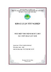 Khóa luận Phát hiện virus bệnh dịch tả heo dựa trên đoạn gen ns5b