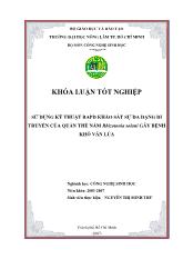 Khóa luận Sử dụng kỹ thuật rapd khảo sát sự đa dạng di truyền của quần thể nấm rhizotonia solani gây bệnh khô vẳn lúa