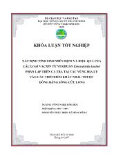Khóa luận Xác định tính sinh miễn dịch và hiệu quả của các loại vacxin từ vi khuẩn edwardsiella ictaluri phân lập trên cá tra tại các vùng địa lý vào các thời điểm khác nhau thuộc đồng bằng sông Cửu Long