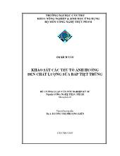 Luận văn Khảo sát các yếu tố ảnh hưởng đến chất lượng sữa bắp tiệt trùng