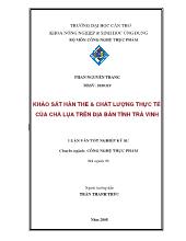Luận văn Khảo sát hàn the và chất lượng thực tế của chảlụa trên địa bàn tỉnh Trà Vinh