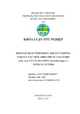 Luận văn Khảo sát hoạt tính kháng khuẩn và kháng nấm của các chất chiết thô từ cây lô hội (aloe vera) và cây hoa phấn (mirabilis jalapa l.) nuôi cấy in vitro