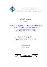 Luận văn Khảo sát một số yêu tố ảnh hưởng đến chất lượng nước mắm rươi sau quá trình thủy phân