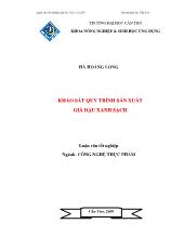 Luận văn Khảo sát quy trình sản xuất giá đậu xanh sạch
