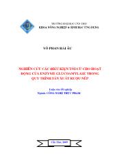 Luận văn Nghiên cứu các điều kiện tối ưu cho hoạt động của enzyme glucoamylase trong quy trình sản xuất rượu nếp