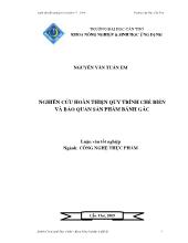 Luận văn Nghiên cứu hoàn thiện quy trình chế biến và bảo quản sản phẩm bánh gấc