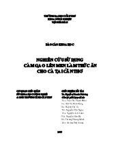 Luận văn Nghiên cứu sử dụng cám gạo lên men làm thức ăn cho cá tại Cần Thơ