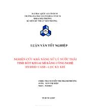 Nghiên cứu khả năng xử lý nước thải tinh bột khoai mì bằng công nghệ hybrid uasb - Lọc kỵ khí