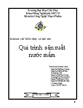 Semina chế biến thủy và hải sản Qui trình sản xuất nước mắm
