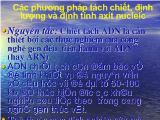 Các phương pháp tách chiết, định lượng và định tính axít nucleic