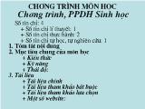 Chương trình phương pháp dạy học Sinh học