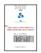 Đề tài Axit amin là tiền thân của nhiều sinh chất quan trọng