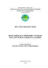 Đề tài Hoàn thiện quy trình biến nạp đoạn dna vào tế bào vi khuẩn e. coli dh5α