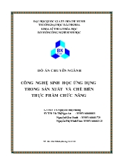 Đồ án Công nghệ sinh học ứng dụng trong sản xuất và chế biến thực phẩm chức năng