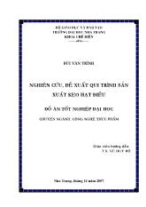 Đồ án Nghiên cứu, đề xuất qui trình sản xuất kẹo hạt điều