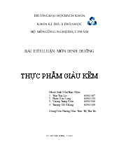 Tiểu luận Bài môn dinh dưỡng - Thực phẩm giàu kẽm