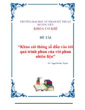 Đề tài Khảo sát thông số đầu vào tới quá trình phun của vòi phun nhiên liệu