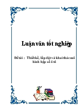 Đề tài Thiết kế, lắp đặt và khai thác mô hình hộp số ô tô