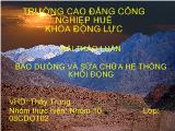 Bảo dưỡng và sữa chữa hệ thống khởi động