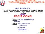 Các phương pháp gia công tiên tiến - Chủ đề: Vi gia công