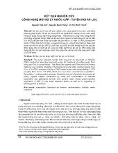Kết quả nghiên cứu công nghệ mới xử lý nước cấp - Tuyển nổi áp lực