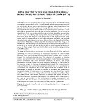 Nâng cao tính tự chủ của cộng đồng dân cư trong các dự án tái phát triển và di dân đô thị